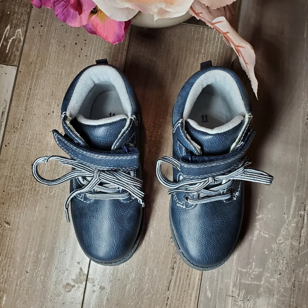 Carter's Toddler Boy Navy Blue Mitch Boots High-Top Shoes Size 11M NWOT